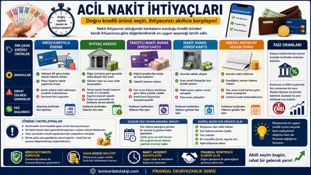 Acil Nakit İhtiyacında Hangi Seçenek Daha Avantajlı? Kredi, Nakit Avans ve KMH Karşılaştırması