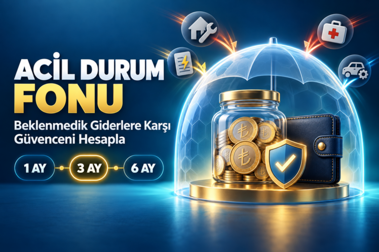 Acil durum fonu için 1, 3 ve 6 aylık birikim hedefleri; beklenmedik giderlere karşı güvence görseli