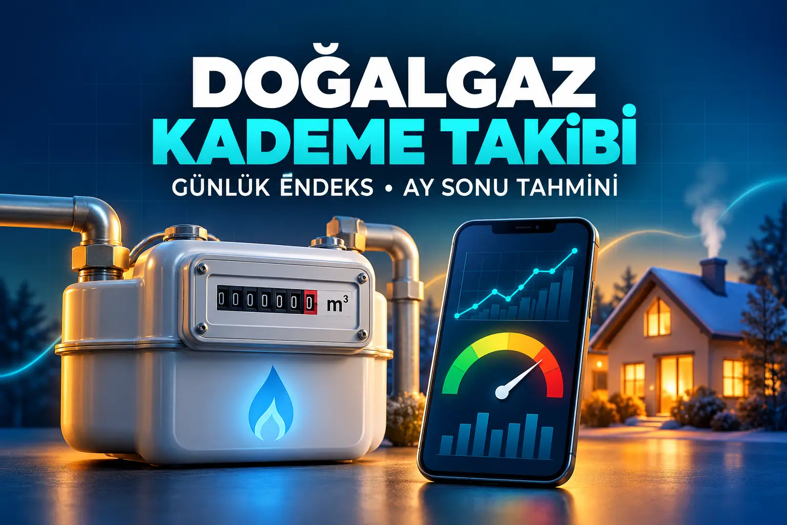 Doğalgaz sayacı, günlük tüketim grafiği ve kademeli tarife risk göstergesi
