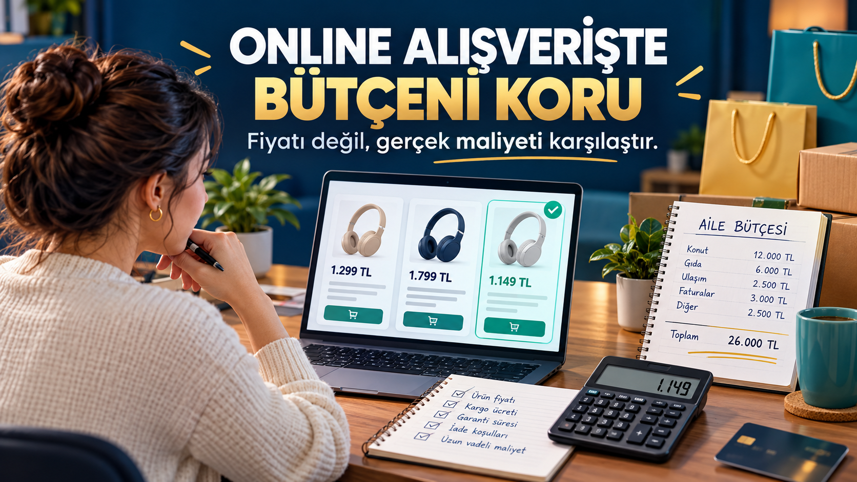 Online alışverişte fiyatları ve gerçek toplam maliyeti karşılaştırarak bütçeyi koruma rehberi