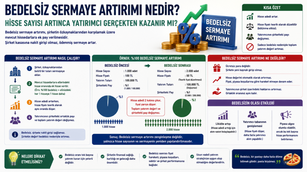 Bedelsiz Sermaye Artırımı Nedir? Hisse Sayısı Artınca Yatırımcı Gerçekten Kazanır mı?
