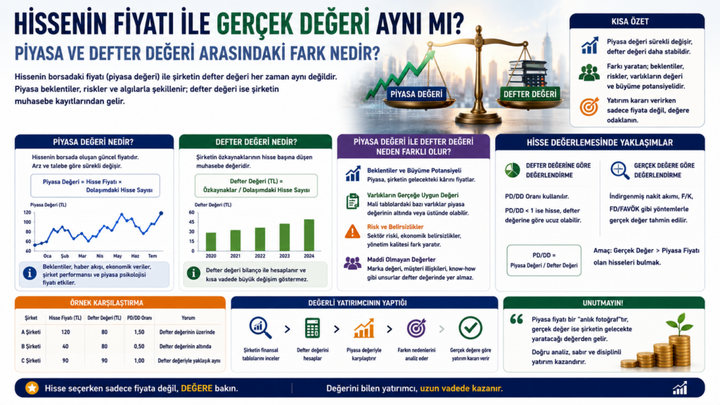 Hissenin Fiyatı ile Gerçek Değeri Aynı mı? Piyasa ve Defter Değeri Arasındaki Fark Nedir?